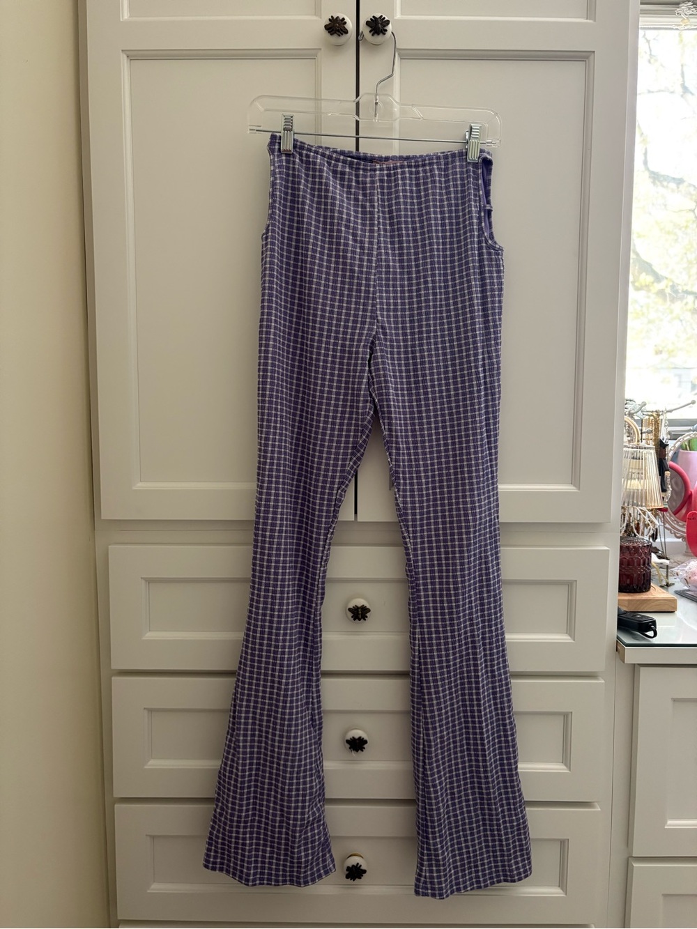 Purple Check Flare Pants